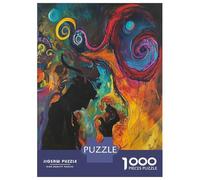 Puzzle Da 1000 Pezzi Per Adolescenti Abstract Silhouette with Colorful Swirls Puzzle Per Adolescenti Gioco Rompicapo Regali Per Donne Attività Divertenti A Casa 52x38cm/1000pcs