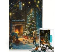 Puzzle da 1000 pezzi per adolescenti, accogliente vigilia di Natale in una baita, antistress, divertente attività da fare in casa, ideale come regalo 50x75cm