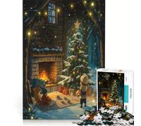 Puzzle da 1000 pezzi per adolescenti: accogliente vigilia di Natale in una baita, giochi divertenti, allena la mente e le mani, migliora l'amore tra le coppie 38x52cm
