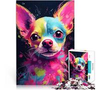 Puzzle da 1000 pezzi per adolescenti Acquerello Chihuahua Giocattoli di gioco impegnativi con pezzi completamente interconnessi di forma casuale 75x50cm