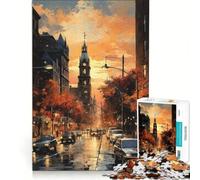 Puzzle da 1000 pezzi per adolescenti acquerello città di Boston giochi rilassanti antistress lista dei desideri con Babbo Natale 38x26cm