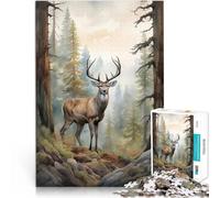 Puzzle da 1000 pezzi per adolescenti Acquerello di cervo per il giocattolo di sfida del gioco educativo è ideale come regalo per tutta la famiglia 38x26cm
