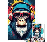 Puzzle da 1000 pezzi per adolescenti acquerello gioco con scimpanzé videogioco che aiuta ad allenare il cervello divertimento per tutta la famiglia giochi divertenti adatti a partire dai 14 anni