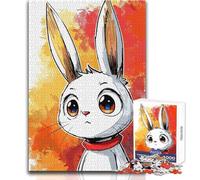 Puzzle da 1000 pezzi per adolescenti, adorabile sguardo da coniglietto, bellissimo design, gioco per migliorare la memoria, regalo per compleanni, dimensioni 38x52cm