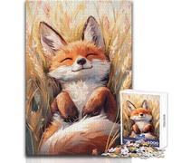 Puzzle da 1000 pezzi per adolescenti Adorabile volpe che si rilassa nei campi di grano dorato Rompicapo Giochi per famiglie Migliora la memoria Regalo di compleanno Dimensioni 38x52cm