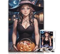 Puzzle da 1000 pezzi per adolescenti Aerith nei panni della strega di Halloween, gioco stimolante, giocattoli, decorazione da parete, regalo per compleanni, dimensioni 38x26cm