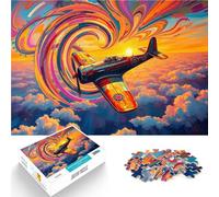 Puzzle da 1000 pezzi per adolescenti Aeroplano dai colori vorticosi Giocattoli da gioco con pezzi completamente interconnessi di forma casuale 38x26cm