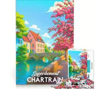 Puzzle da 1000 pezzi per adolescenti Affiche Chartres | 38x52cm Lista dei desideri con modelli da assemblare a tema Babbo Natale con poster abbinato e foglio di curiosità.