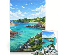Puzzle da 1000 pezzi per adolescenti, Affiche Ile De Brehat, gioco rompicapo, taglio di precisione, compleanno e Natale 38x26cm