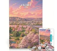 Puzzle da 1000 pezzi per adolescenti Affiche Valence Vue Du Ciel Rosé | Ma divertente e umoristica collezione d'artista belle arti con pezzi completamente ad incastro di forma casuale 38x26cm
