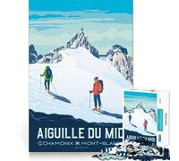 Puzzle da 1000 pezzi per adolescenti Aiguille du Midi Chamonix Monte Bianco Poster di viaggio Senza cuciture Arte Gioco per la mente Regalo Tempo libero Gioco Natale Arte per il tempo libero (38x52cm)