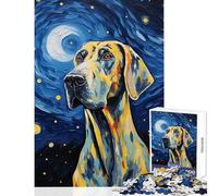 Puzzle da 1000 pezzi per adolescenti Alano Cane Van Gogh Decorazione per la casa Giocattoli Opera d'arte Regalo Giochi rilassanti con pezzi completamente ad incastro di forma casuale 38x52cm