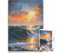 Puzzle da 1000 pezzi per adolescenti Alba sulla costa con onde, gioco educativo di ragionamento, premuroso per tutti gli eventi, dimensioni 50x75cm