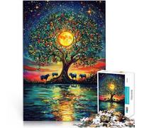 Puzzle da 1000 pezzi per adolescenti Albero al chiaro di luna Per il divertimento in famiglia Migliorare l'amore tra le coppie 38x26cm