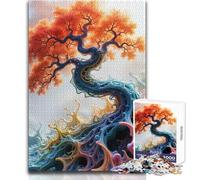 Puzzle da 1000 pezzi per adolescenti Albero astratto con rami vorticosi Bellissimo gioco di design Migliora la memoria Regalo per compleanni Dimensioni 50x75cm