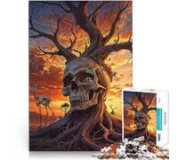 Puzzle da 1000 pezzi per adolescenti Albero del teschio al tramonto surreale Regali di giochi impegnativi gioco di sfida unico 52x38cm