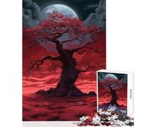 Puzzle da 1000 pezzi per adolescenti albero della luna rossa giocattolo scuro decorazione da parete regali di Babbo Natale segreto giochi educativi aiuta a esercitare il cervello dimensioni 38x52cm