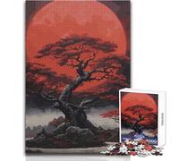 Puzzle da 1000 pezzi per adolescenti Albero della luna rossa Scuro Rilassante Delicato Tempo libero Inseguimento Fine Taglio liscio Giocattolo artigianale Dimensioni 38x52cm