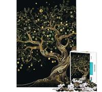 Puzzle da 1000 pezzi per adolescenti Albero della Vita con Ulivi Dorati e Stelle Puzzle per adulti Gioco rompicapo Regalo di compleanno Regalo antistress (Dimensioni 50x75cm)