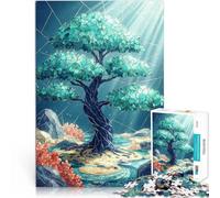Puzzle da 1000 pezzi per adolescenti Albero dell'oceano in vetro colorato Difficile Duro Decorazione murale Regali unici per compleanno e Natale 38x26cm