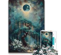 Puzzle da 1000 pezzi per adolescenti Albero mistico sotto una luna luminosa Decorazione da parete Giochi rilassanti Adatto dai 14 anni in su 50x75cm