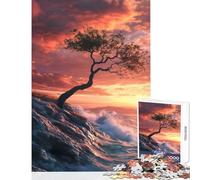 Puzzle da 1000 pezzi per adolescenti Albero solitario nel mare Giocattolo Decorazione da parete Regali di compleanno Gioco pratico con pezzi completamente interconnessi di forma casuale 38x52cm