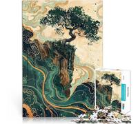 Puzzle da 1000 pezzi per adolescenti Albero sulla scogliera con cascata Gioco educativo per famiglie Giocattoli per la decorazione della casa 75x50cm