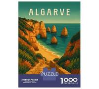 Puzzle Da 1000 Pezzi Per Adolescenti Algarve Travel Poster Portugal - Cliffs & Atlantic Beach Trails Puzzle Per Adulti Gioco Pratico Decorazione Murale Regali Per Amici E Familiari 52x38cm/1000pcs