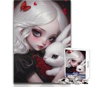 Puzzle da 1000 pezzi per adolescenti Alice e il coniglio bianco Gioco stimolante Giocattoli Decorazione da parete Regalo per compleanni Dimensioni 38x52cm