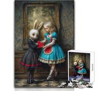 Puzzle da 1000 pezzi per adolescenti Alice e il coniglio bianco Rompicapo Giochi per famiglie Migliora la memoria Regalo di compleanno Dimensioni 38x26cm