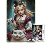 Puzzle da 1000 pezzi per adolescenti Alice e il suo gatto Bellissimo gioco di design Migliora la memoria Regalo per compleanni Dimensioni 38x52cm