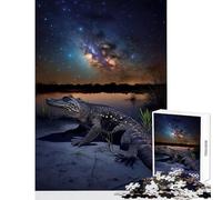 Puzzle da 1000 pezzi per adolescenti Alligatore sotto le stelle Giocattolo educativo Ottimi regali e giocattoli Giochi divertenti Allena il tuo cervello e le tue mani Dimensioni 38x52cm