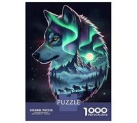 Puzzle Da 1000 Pezzi Per Adolescenti Alpha Wolf - Double Exposure Night Landscape Wall Art Puzzle Per Adulti Giochi Rilassanti Decorazione Perfetta Attività Divertenti A Casa 38x26cm/1000pcs