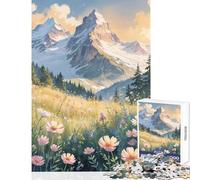 Puzzle da 1000 pezzi per adolescenti,Alpine Meadow Serenity,giocattolo da parete,ottimo regalo e giocattolo,gioco pratico con poster abbinato e quiz,dimensioni del foglio 50x75cm