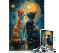 Puzzle da 1000 pezzi per adolescenti amanti dei gatti giocattoli antistress regalo di compleanno gioco rompicapo con poster abbinato e foglio di quiz dimensioni 38x52cm
