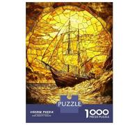 Puzzle Da 1000 Pezzi Per Adolescenti Amber Stained Glass Ship Puzzle Per Adulti Giochi Rilassanti Che Migliorano La Memoria Regali Unici Per Compleanno E Natale 52x38cm/1000pcs