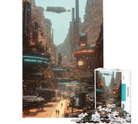 Puzzle da 1000 pezzi per adolescenti ambientazione futuristica su Marte canyon e città Divertimento a casa regali per donne giochi per famiglie dai 14 anni in su 50x75cm