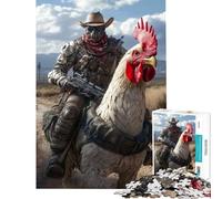 Puzzle da 1000 pezzi per adolescenti ambientazione post-apocalittica con gallo cavaliere gioco educativo e stimolante per tutta la famiglia ideale come regalo (dimensioni 75x50cm)