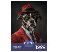 Puzzle Da 1000 Pezzi Per Adolescenti American Staffordshire Terrier Suit And Hat Puzzle Per Adulti Giochi Per Famiglie Ma Divertenti E Umoristici Regali Unici Per Compleanno 38x26cm/1000pcs