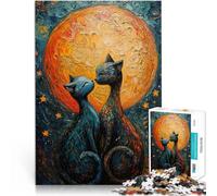 Puzzle da 1000 pezzi per adolescenti Amore per i gatti sotto la luna Gioco educativo per famiglie offerte come regali per tutta la famiglia 38x26cm