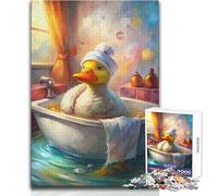 Puzzle da 1000 pezzi per adolescenti Anatra nella vasca da bagno con asciugamano e cappello Gioco educativo per famiglie Sfida difficile Regalo di compleanno Dimensioni 50x75cm