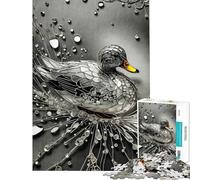 Puzzle da 1000 pezzi per adolescenti anatra nelle gocce d'acqua puzzle per adulti giochi divertenti vacanza a casa passatempo compleanno (dimensioni 38x52cm)
