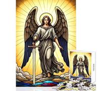 Puzzle da 1000 pezzi per adolescenti,angelo con spada in vetro colorato,decorazione per la casa,giocattoli,regalo per compleanni,gioco educativo Ogni pezzo è unico - dimensioni 50x75cm