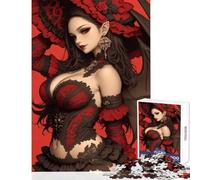 Puzzle da 1000 pezzi per adolescenti Angelo vestito di rosso con ali Ragazza anime Giocattolo educativo Ottimi regali e giocattoli Gioco rompicapo Allena il tuo cervello e le tue mani 38x26cm