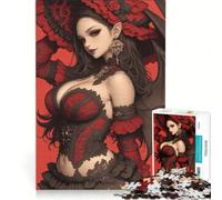 Puzzle da 1000 pezzi per adolescenti: Angelo vestito di rosso con ali ragazza anime giochi rilassanti attività divertenti da fare a casa regali unici per compleanno e Natale 50x75cm