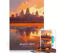 Puzzle da 1000 pezzi per adolescenti Angkor Wat,disegno dai bordi precisi,giocattolo per l'allenamento cerebrale,gioco rilassante,decorazione natalizia (38x26cm)