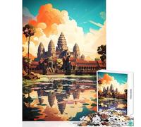 Puzzle da 1000 pezzi per adolescenti Angkor Wat Pittura a olio Giocattolo educativo Ottimi regali e giocattoli Giochi divertenti Allena il tuo cervello e le tue mani Dimensioni 50x75cm