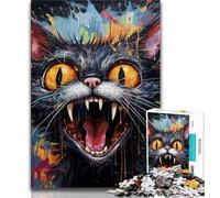 Puzzle da 1000 pezzi per adolescenti animale psichedelico gatto puzzle da 1000 pezzi antistress per trascorrere il tempo libero lista dei desideri con Babbo Natale 75x50cm