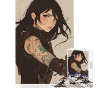 Puzzle da 1000 pezzi per adolescenti Anime Biker Girl con tatuaggio Giocattoli antistress Ottimi regali e giocattoli Gioco rompicapo Allena il tuo cervello e le tue mani Dimensioni 50x75cm