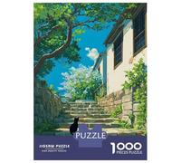 Puzzle Da 1000 Pezzi Per Adolescenti Anime Black Cat on Stone Steps Puzzle Per Adulti Giochi Rilassanti Assemblaggio Di Modelli Regalo Di Compleanno, Regali, 38x26cm/1000pcs
